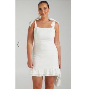 Showpo Coastal Getaway Tie Strap Mini Dress in White (US 6/M/AUS 10)